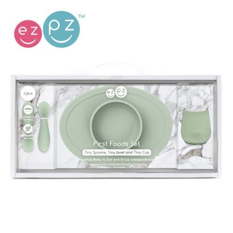 EZPZ Komplet pierwszych naczyń silikonowych First Foods Set pastelowa zieleń EZPZ Komplet pierwszych naczyń silikonowych First Foods Set pastelowa zieleń
