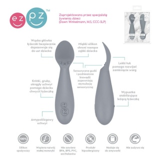 EZPZ Silikonowa łyżeczka Tiny Spoon 2 szt. szara
