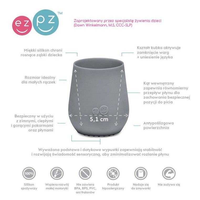 EZPZ Silikonowy kubeczek Tiny Cup szary 60 ml EZPZ Silikonowy kubeczek Tiny Cup szary 60 ml