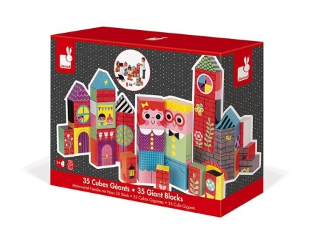 Janod Ogromne klocki 2 w 1 Domki i postacie 35 elementów