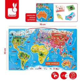 Janod Puzzle magnetyczne - Mapa Świata