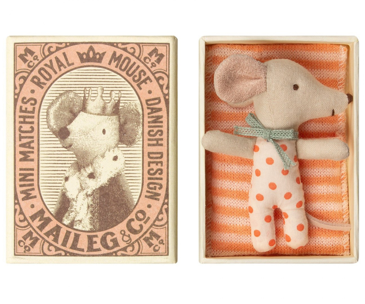 Maileg Myszka Baby - Baby mouse, Sleepy/wakey in box - Girl Maileg Myszka Baby - Baby mouse, Sleepy/wakey in box - Girl