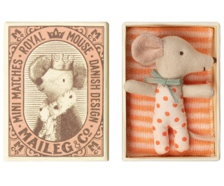 Maileg Myszka Baby - Baby mouse, Sleepy/wakey in box - Girl
