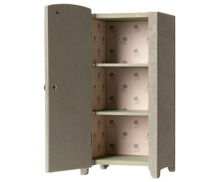 Maileg Szafa - Vintage closet w. shelves Mini - Mint/Gray