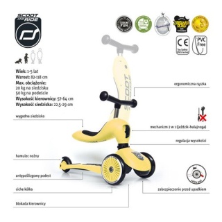 Jeździk i hulajnoga 2w1 ScootandRide Highwaykick 1 Lemon