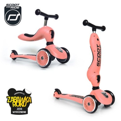 Jeździk i hulajnoga 2w1 ScootandRide Highwaykick 1 Peach