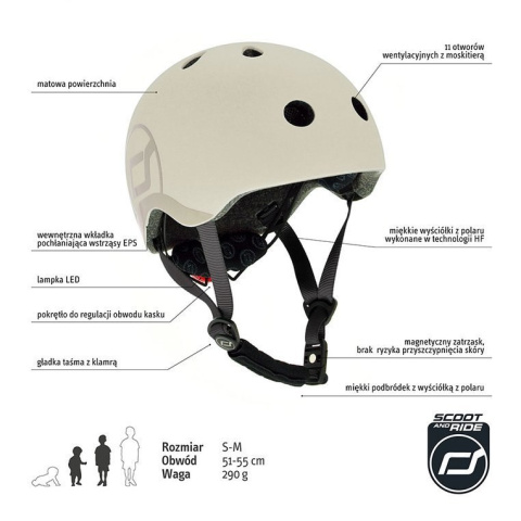 Kask dla dzieci Scootandride S-M Ash Kask dla dzieci Scootandride S-M Ash