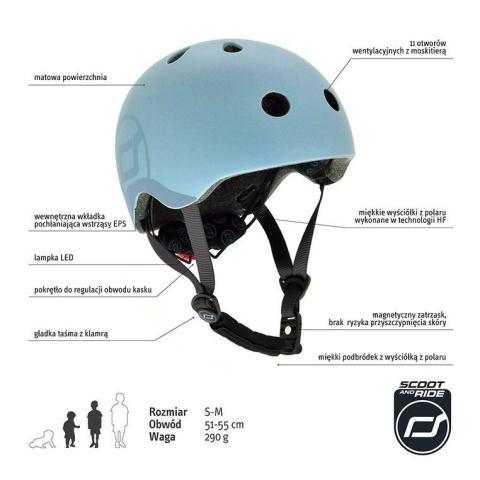 Kask dla dzieci Scootandride S-M Steel Kask dla dzieci Scootandride S-M Steel