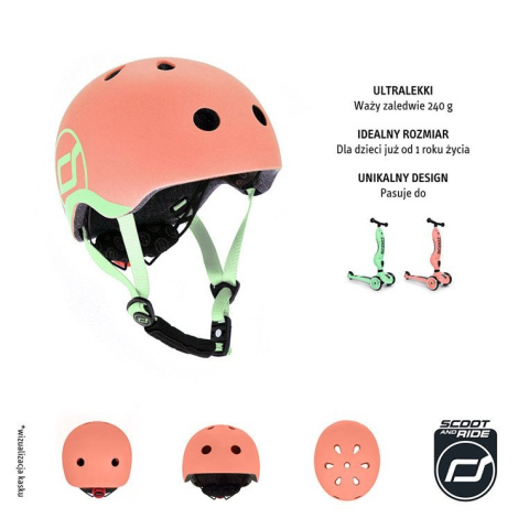 SCOOTANDRIDE Kask XXS-S dla dzieci 1-5 lat Peach kolekcja Icecream 2020 SCOOTANDRIDE Kask XXS-S dla dzieci 1-5 lat Peach kolekcja Icecream 2020