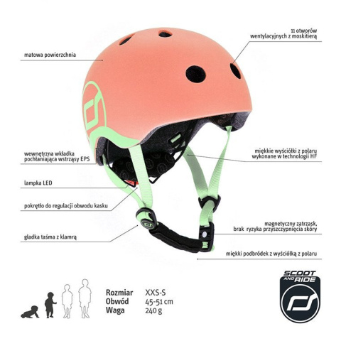SCOOTANDRIDE Kask XXS-S dla dzieci 1-5 lat Peach kolekcja Icecream 2020 SCOOTANDRIDE Kask XXS-S dla dzieci 1-5 lat Peach kolekcja Icecream 2020