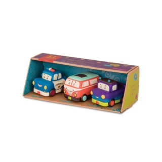 Mini autka sensoryczne z napędem Wheeee-Is! B.Toys - zestaw 3 sztuki