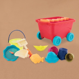 Wagon - wózek z akcesoriami do piasku B.Toys Wavey - czerwony