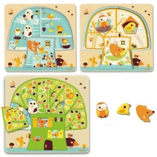 DJECO Puzzle dla najmłodszych 3 plansze - Drzewo