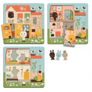 DJECO Puzzle dla najmłodszych 3 plansze - Króliczki