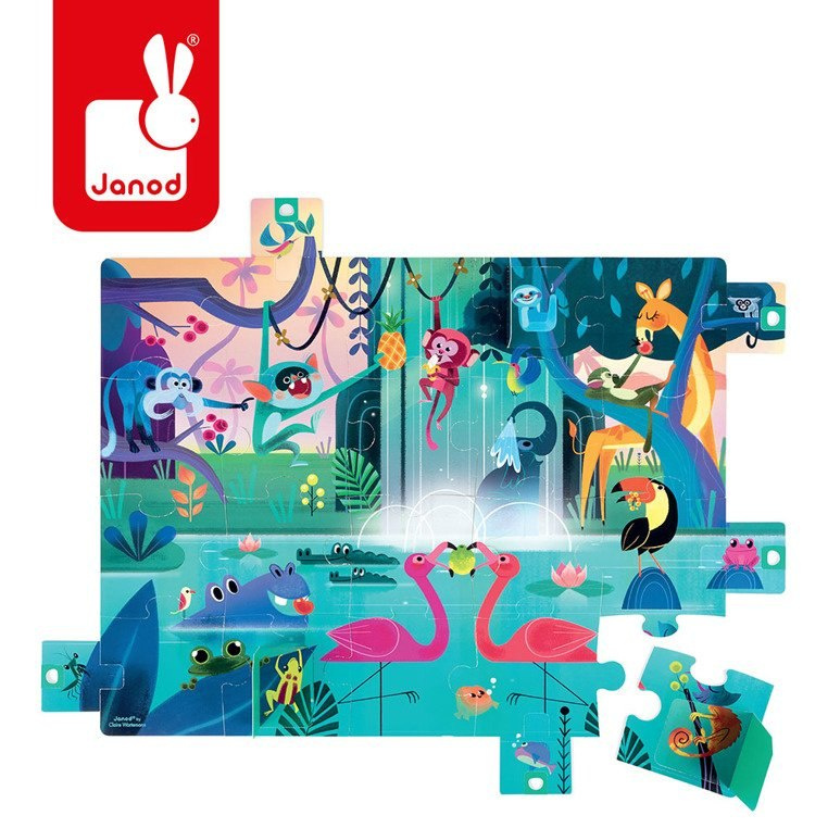 Janod Puzzle z niespodzianką Uczta w Dżungli Janod Puzzle z niespodzianką Uczta w Dżungli