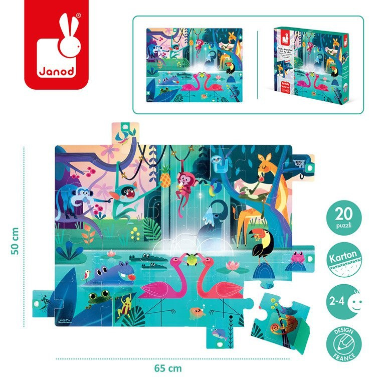 Janod Puzzle z niespodzianką Uczta w Dżungli Janod Puzzle z niespodzianką Uczta w Dżungli