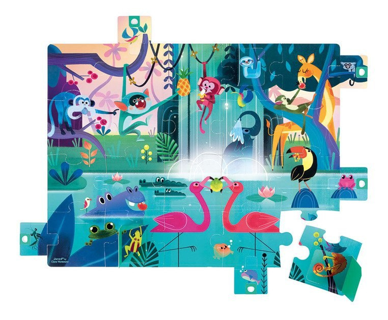 Janod Puzzle z niespodzianką Uczta w Dżungli Janod Puzzle z niespodzianką Uczta w Dżungli