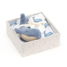 JellyCat - Kpl. prezentowy w wieloryby: zabawka z muślinową pieluszką