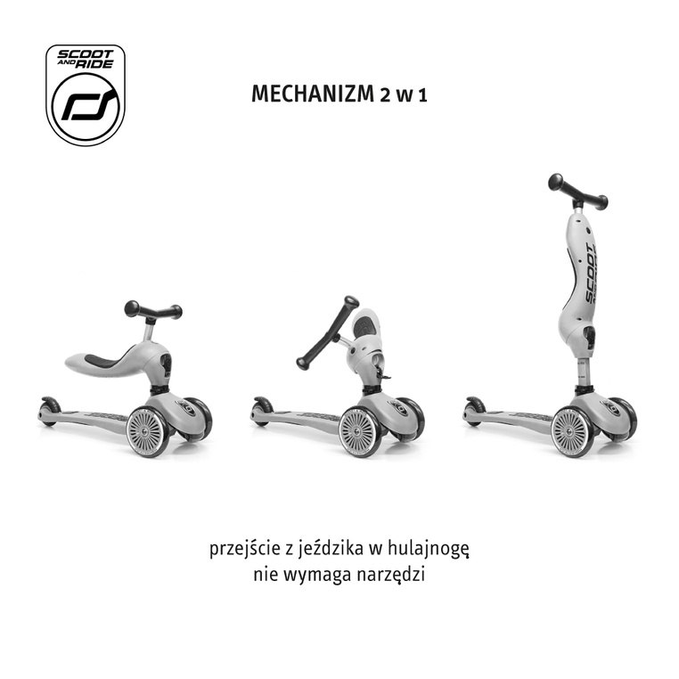 SCOOTANDRIDE Highwaykick 1 Push and Go 2w1 Jeździk i hulajnoga z rączką do prowadzenia 1-5 lat